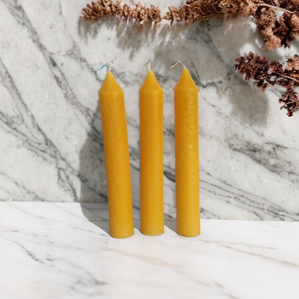 Yellow Beeswax Tapered Candles